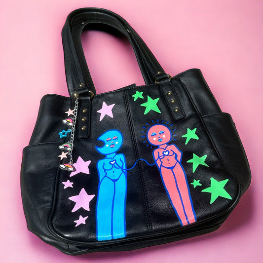 sun n moon painted purse
