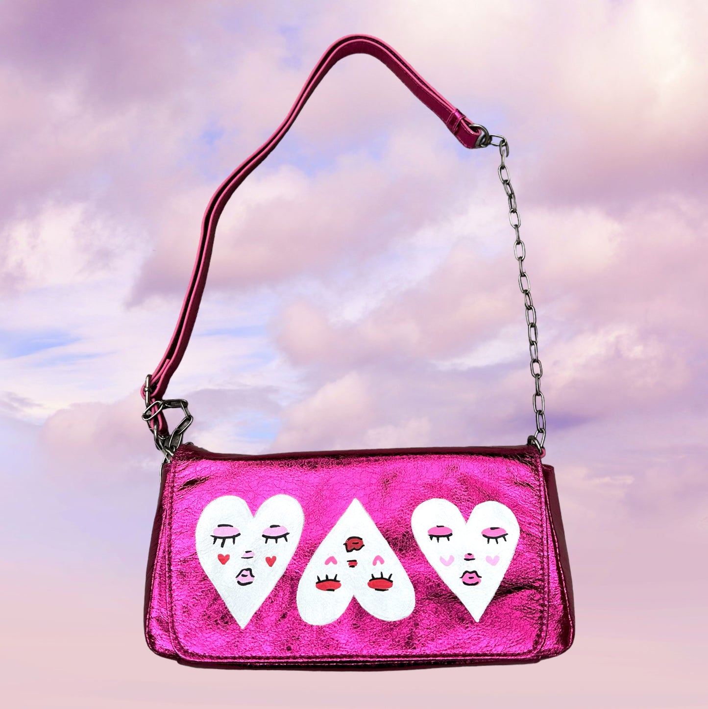 i heart u painted purse