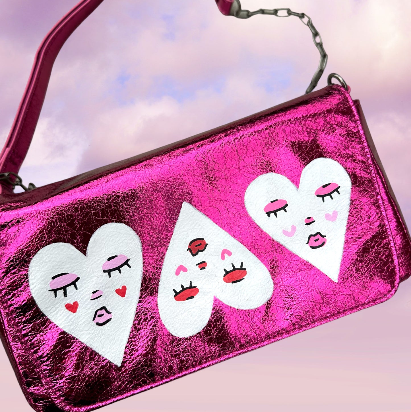 i heart u painted purse