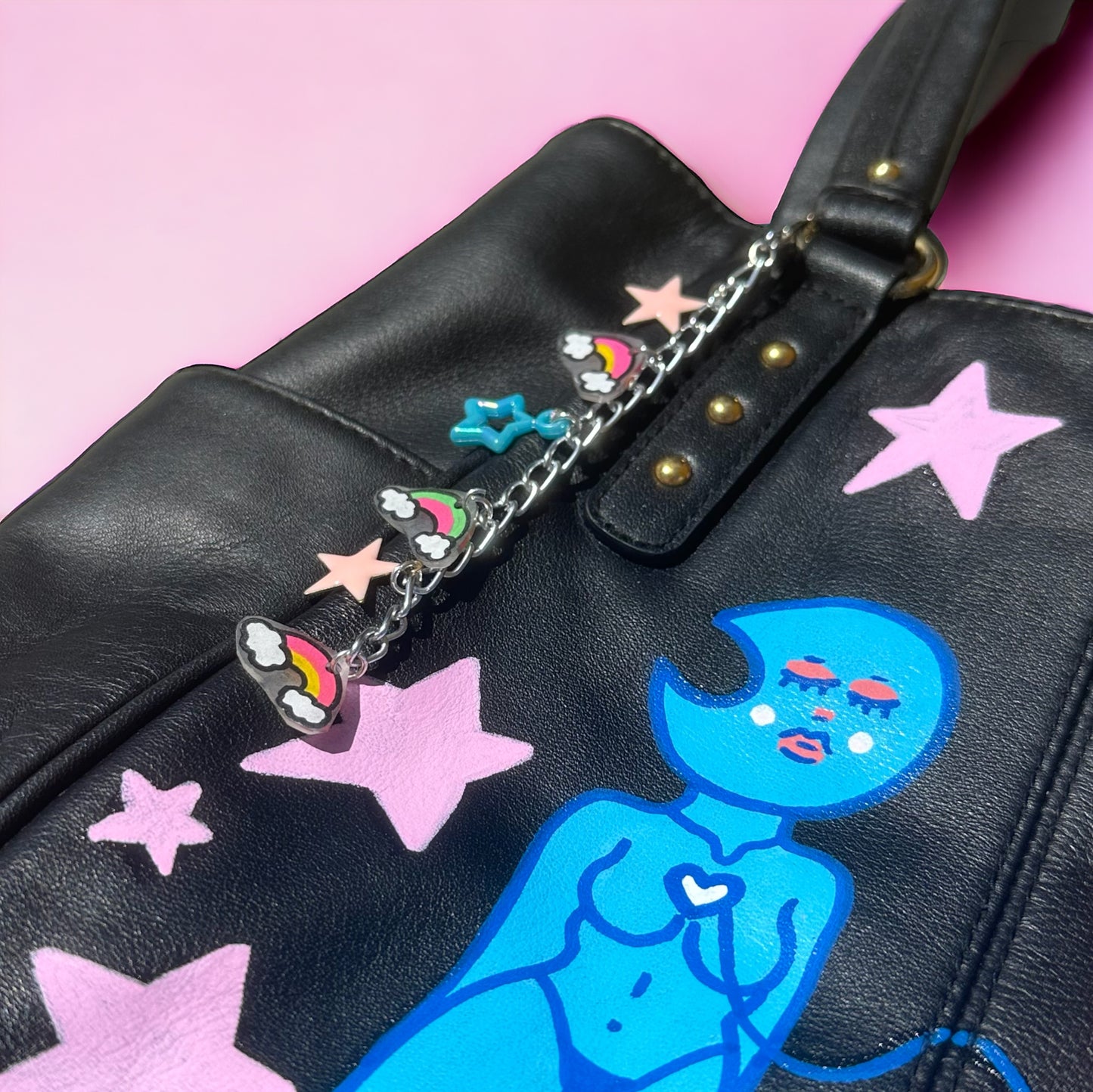 sun n moon painted purse