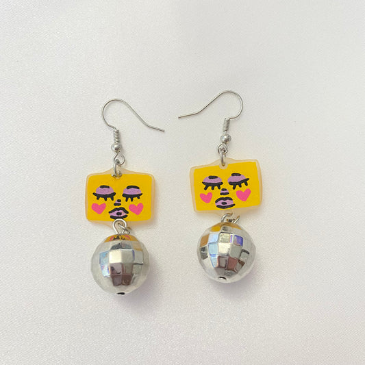 yellow disco earrings