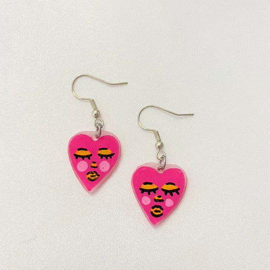 pink heart cutie earrings