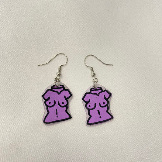 purple boobie earrings