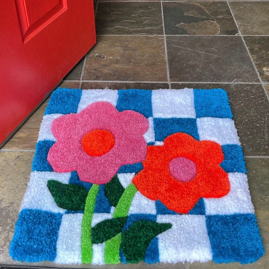checkered flowers alilpickle x floorfetish collab rug