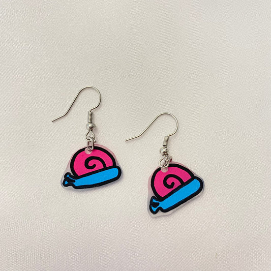 pink n blue snail earrings
